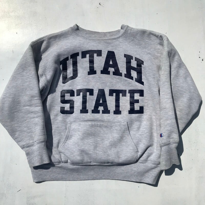 90's Champion チャンピオン ダブルフェイス スウェットシャツ グレー UTAH STATE 青タグ ポケット付き LARGE USA製  希少 ヴィンテージ | agito vintage powered by BASE