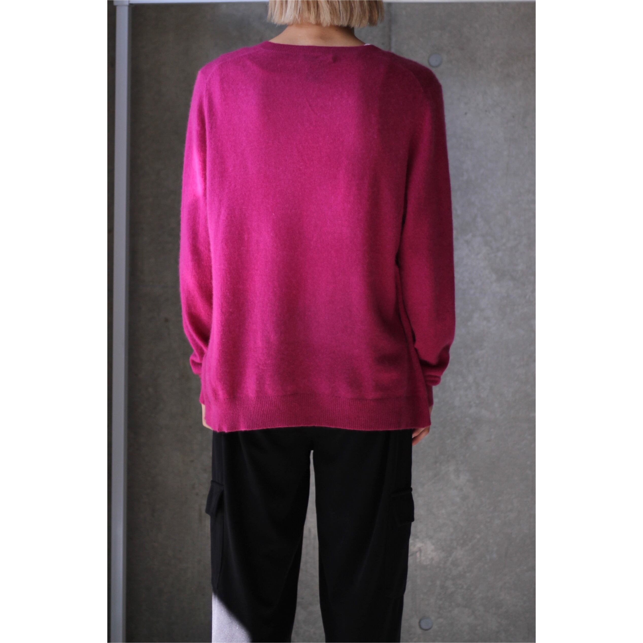 COUOTSU】over size 100% cashmere knit vivid pink color -394- | cv