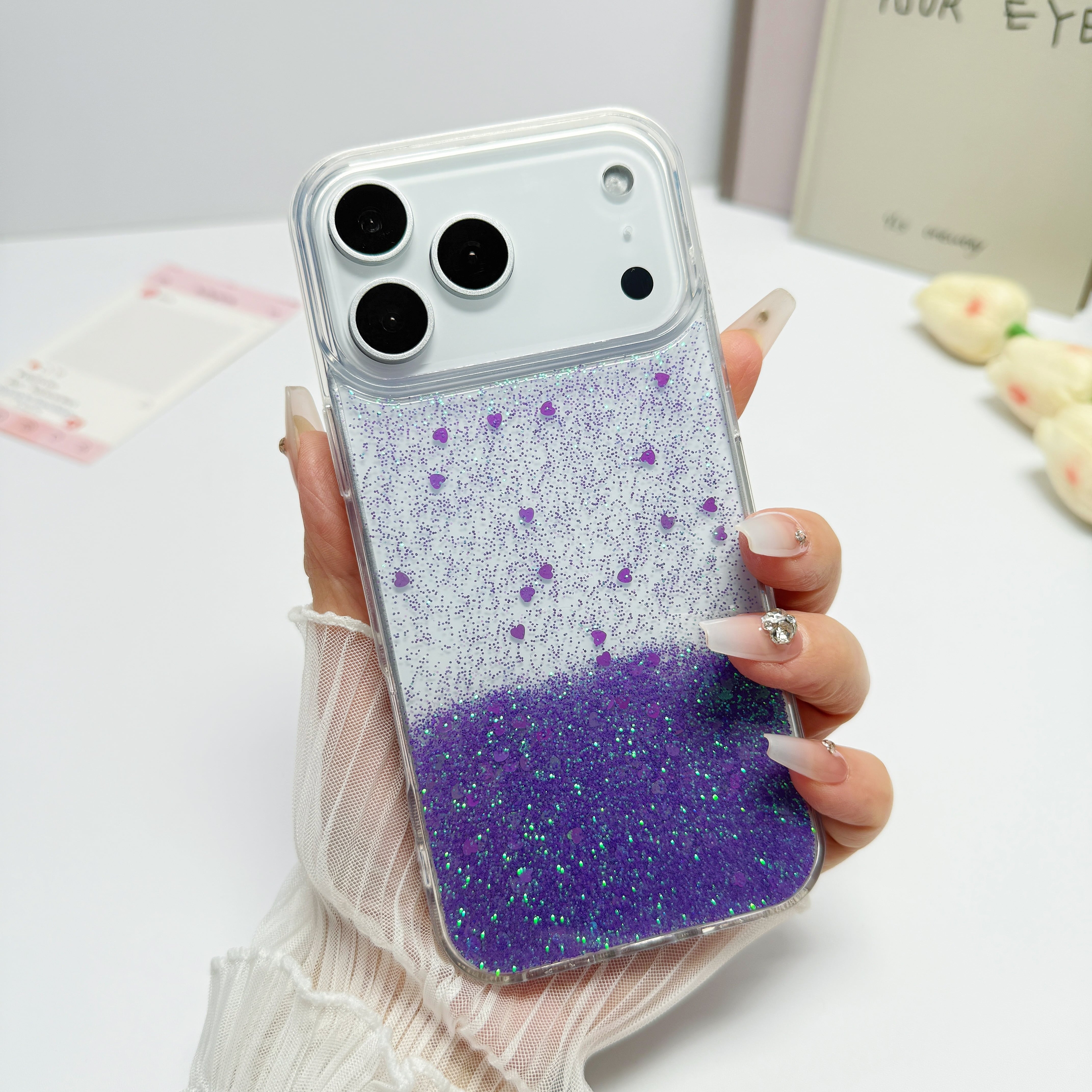ハートラメ iphone 17 16 15 14 13 ケース クリア グリッター ラメ
