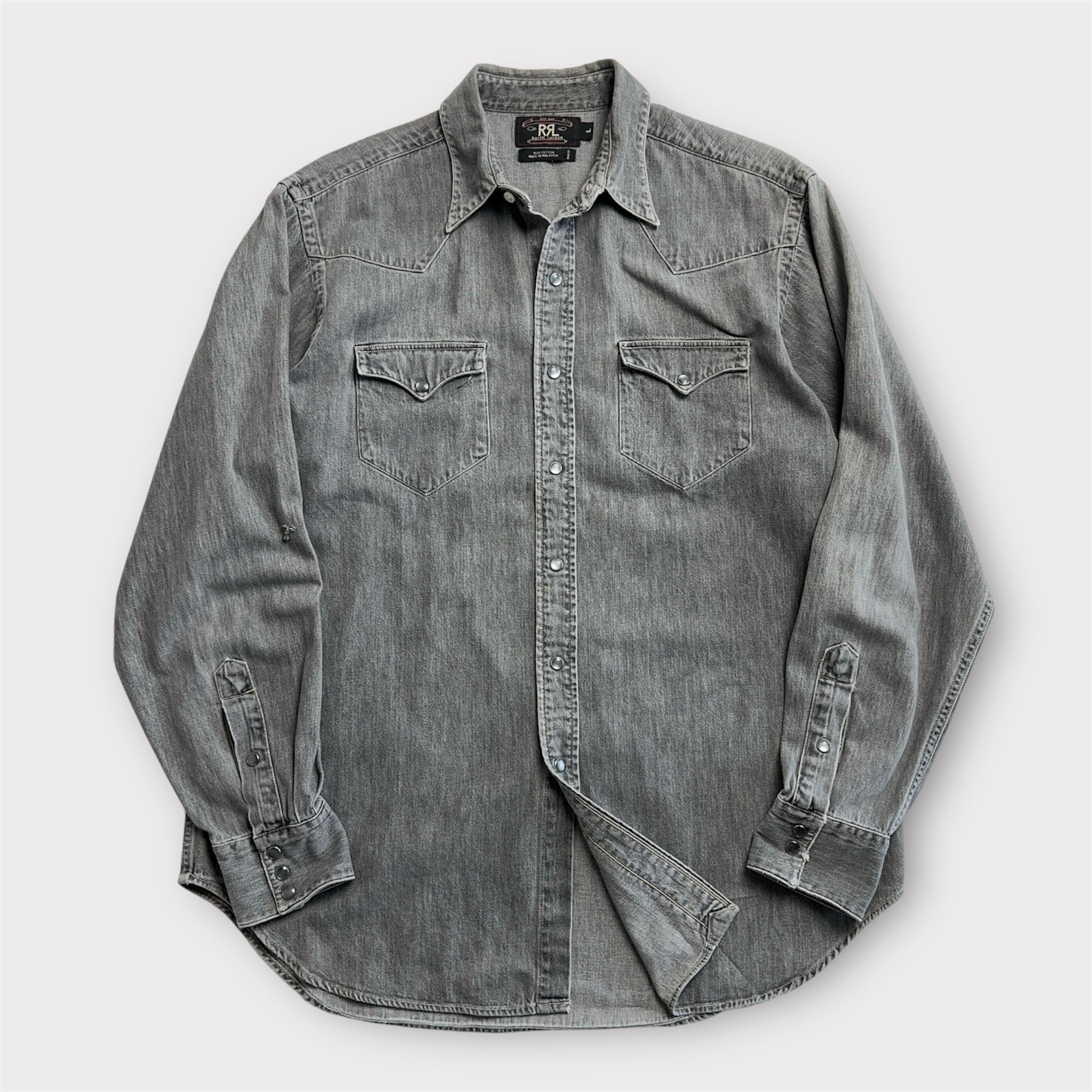 90's RRL by Ralph Lauren Black Denim Western Shirt 90年代 ダブル