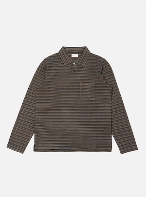 【Universal Works.】L/S Vacation Polo / Olive Japanese Stripe Knit ユニバーサルワークス