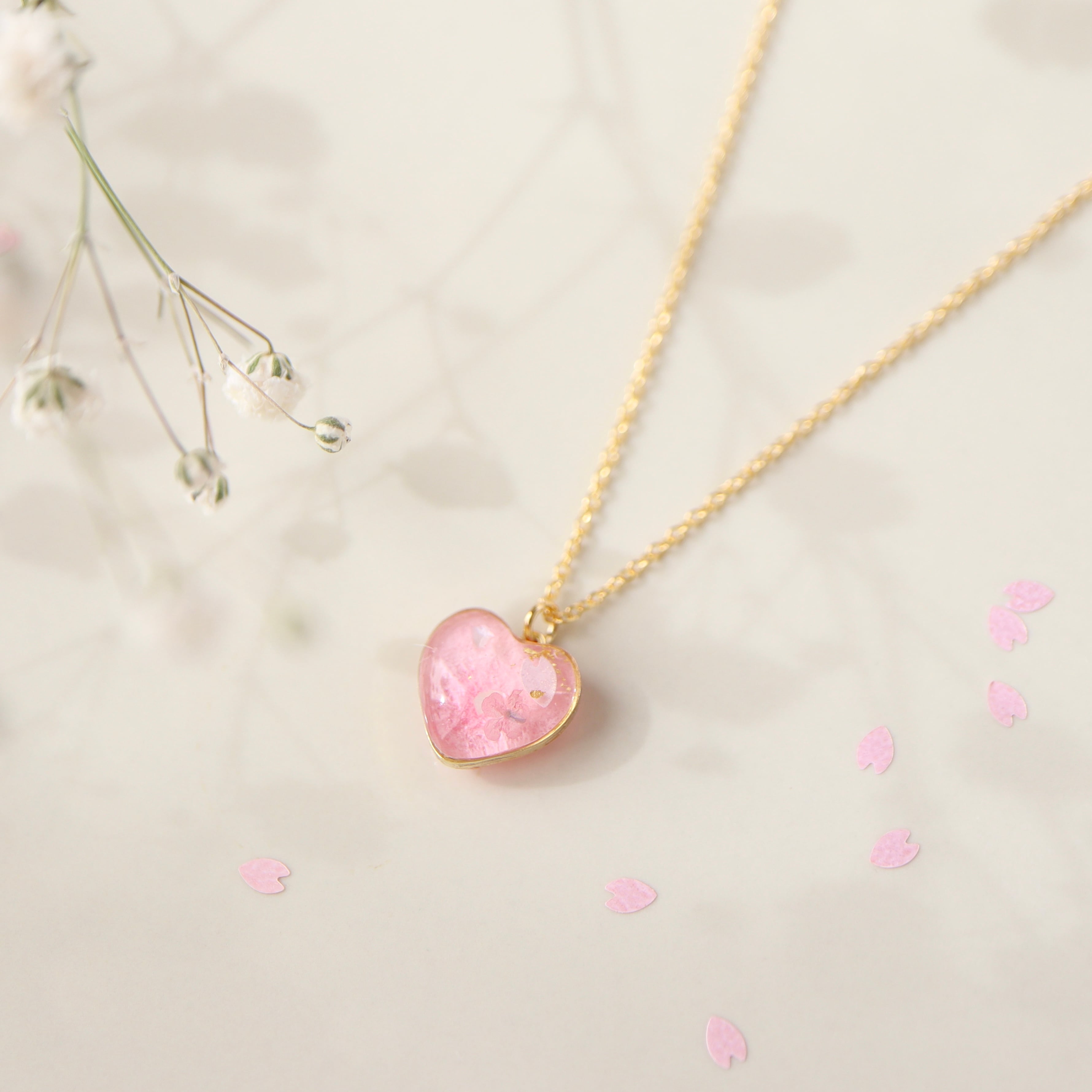 【ﾈｯｸﾚｽ】 1点もの＊和紙と水彩の彩り ~桜~