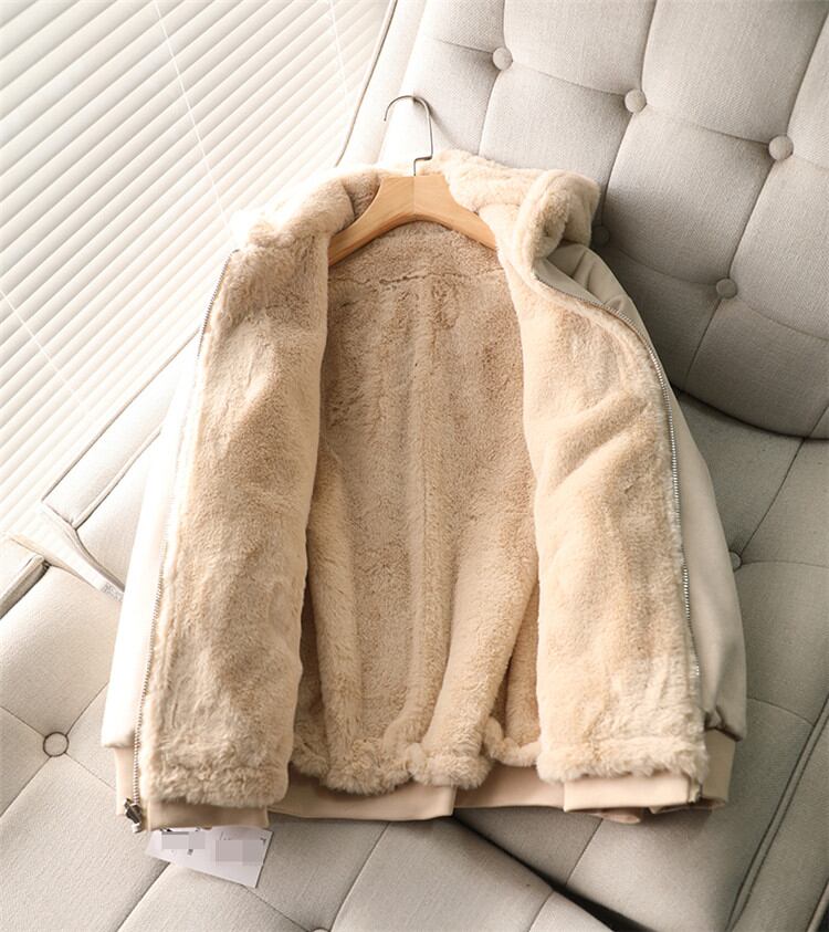 この1枚で今年風に 韓国ファッション 短いスタイル 両面ウェア ファーワン ラムウール