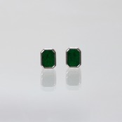 SV rectangle 翡翠ピアス A貨翡翠 jd_mm1241