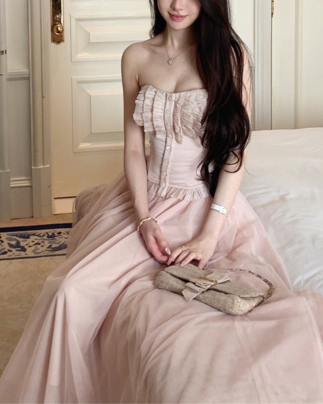 フロントフリルコルセットビスチェ　l5296