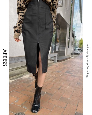 フロントジップスリットスカート A0665