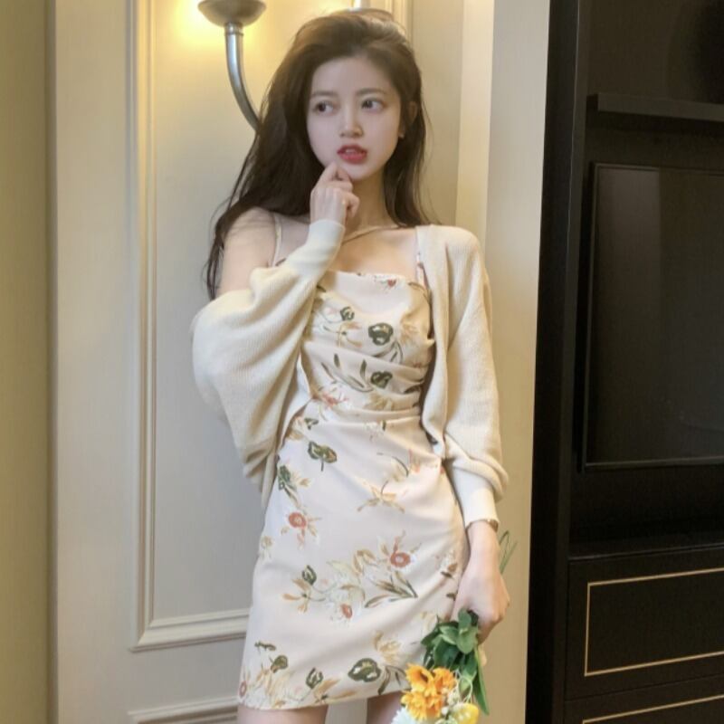 サマースタイルシフォンフローラルドレス ニット薄手カーディガンシャツ レディース 夏物 花柄 YY-ファッション11746926975