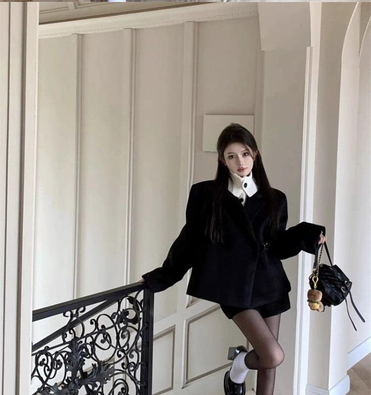 送料無料】アウター Xiaoxiangfeng 金持ち娘スーツスーツウールコート