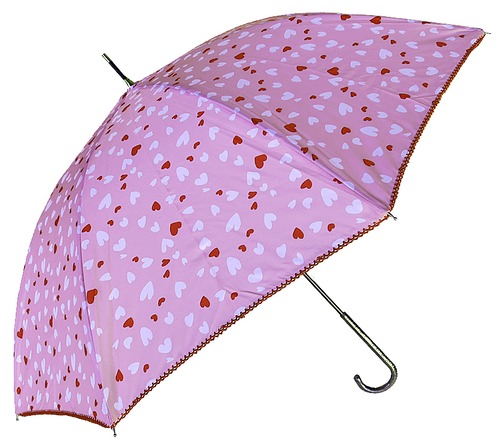 晴雨兼用 53.5cmハート柄ピコレース長傘