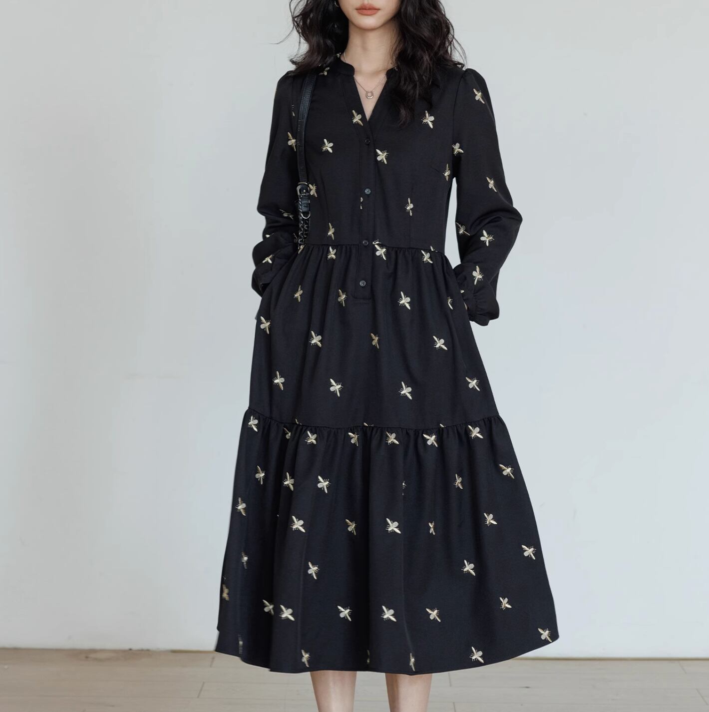 Frilled Bee long dress