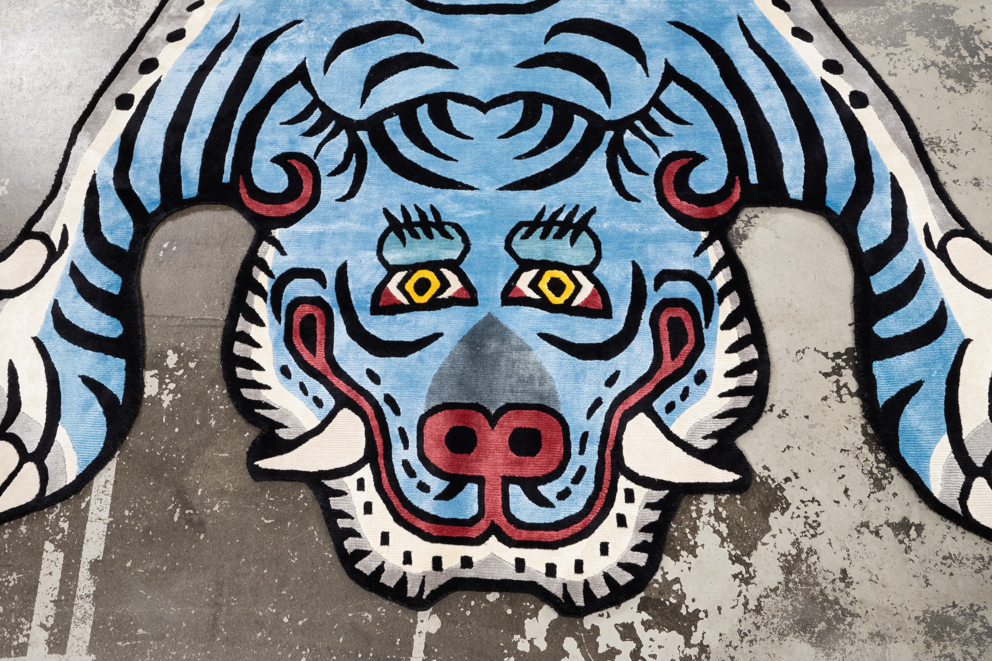 Tibetan Tiger Rug 《XXXLサイズ•シルク•オリジナル•ブルーバージョン