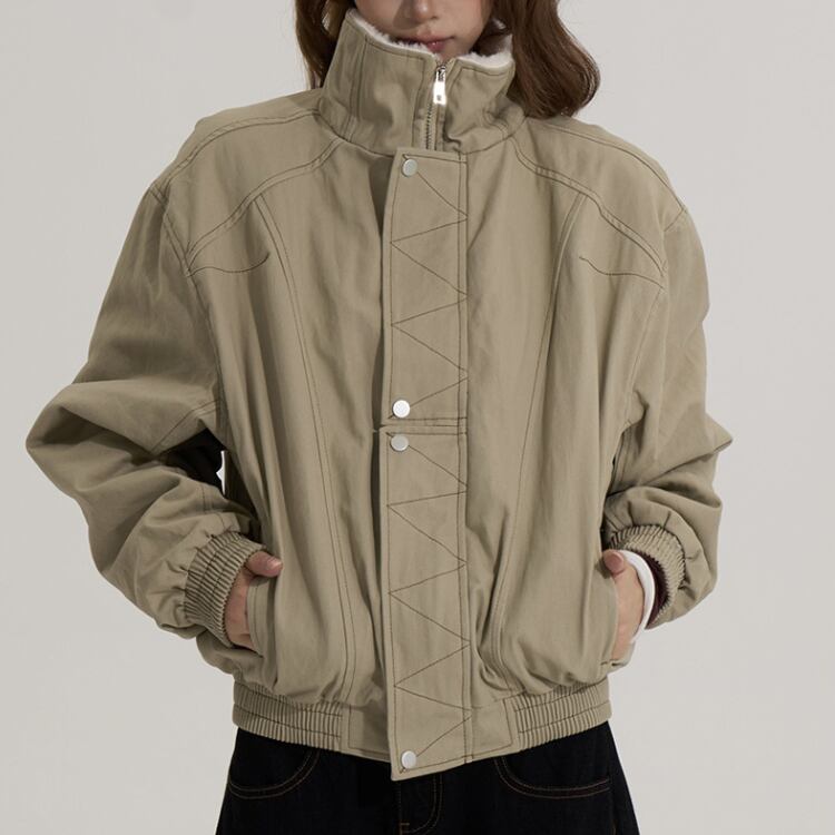 ジップアップ ショート丈 リブ ブルゾンジャケット ◆2col L00323