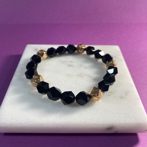 【黒き覇道】闇王権ブレスレット　モリオン×ラバーストーン