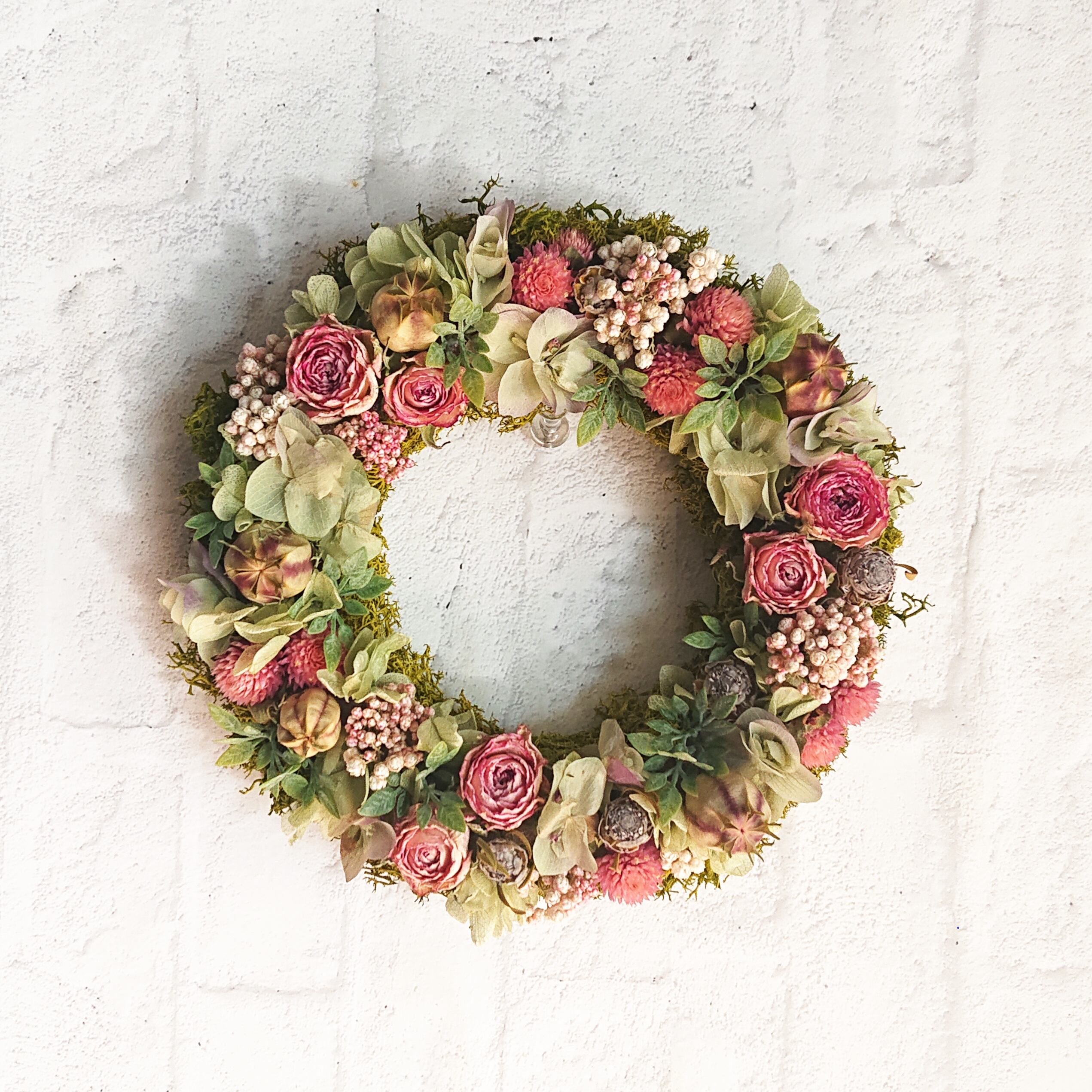 レビューで送料無料 白 ピンク 水色 清楚な雰囲気のドライフラワーリース ギフト プレゼント 誕生日 レビューで送料無料 白 ピンク 水色 清楚な雰囲気のドライフラワーリース ギフト プレゼント 誕生日
