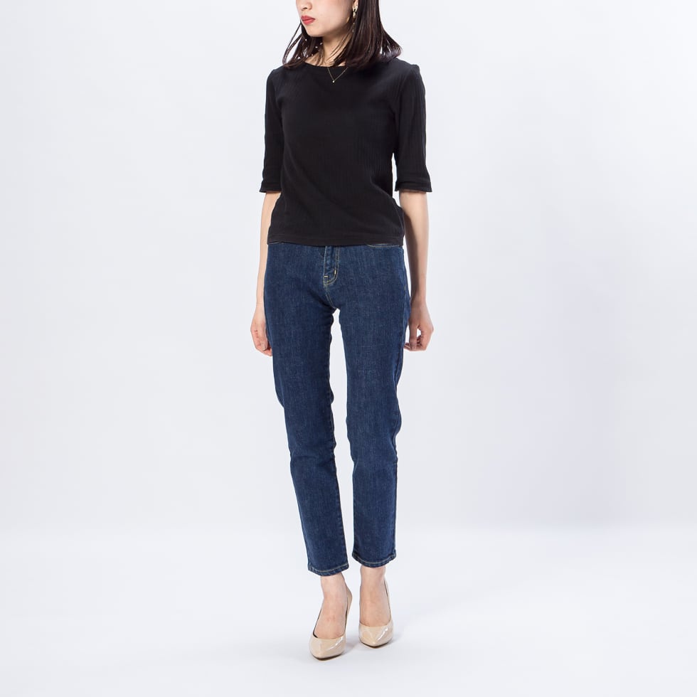 9分丈ストレートデニム ネイビー(79) | EDGE OF LINE｜ONLINE STORE