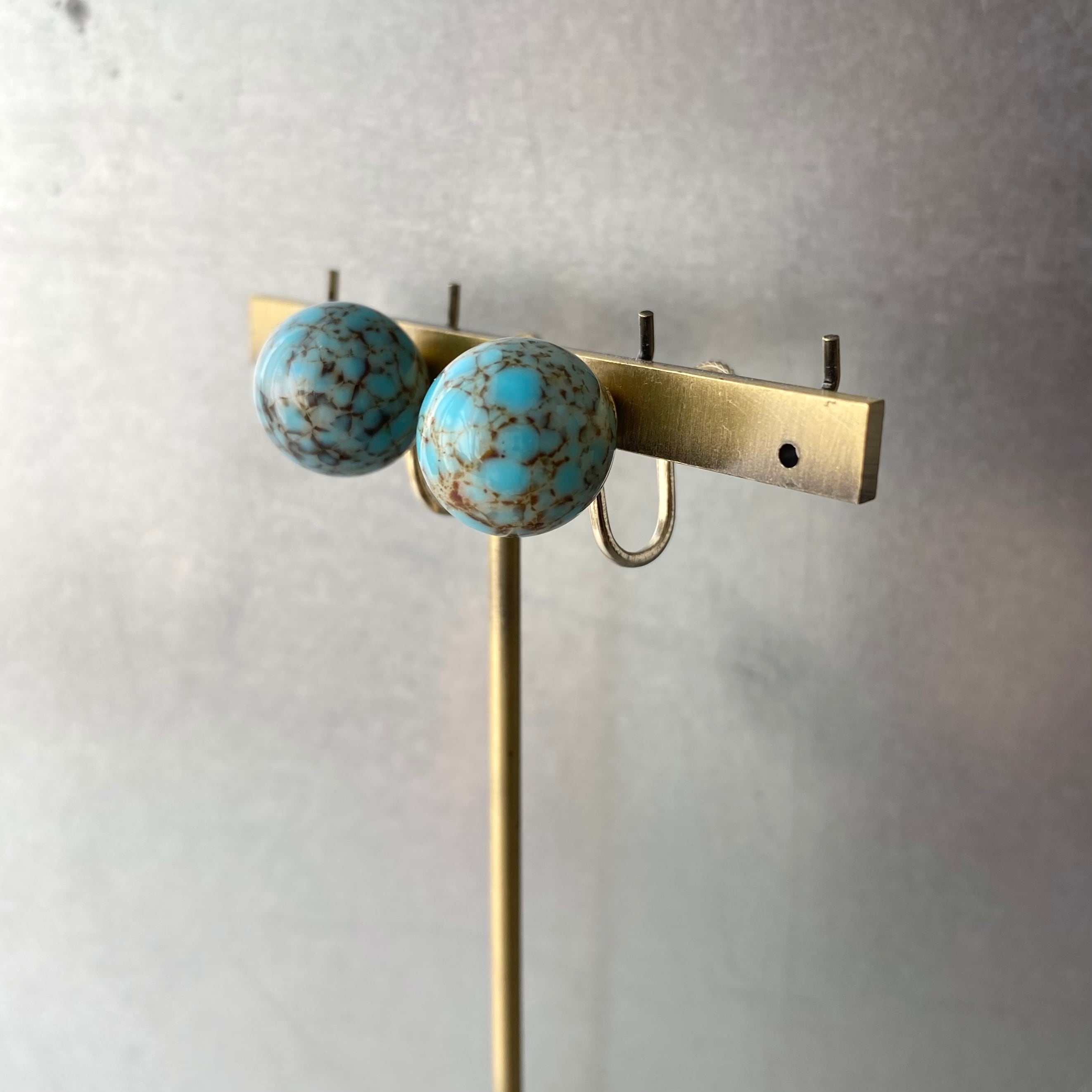 Vintage 60's~70's USA earth glass earring ヴィンテージ 地球 ガラス イヤリング POOL VINTAGE