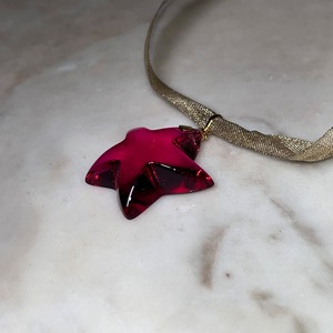 BACCARAT red color crystal glass × k18 pendant necklace " starfish "