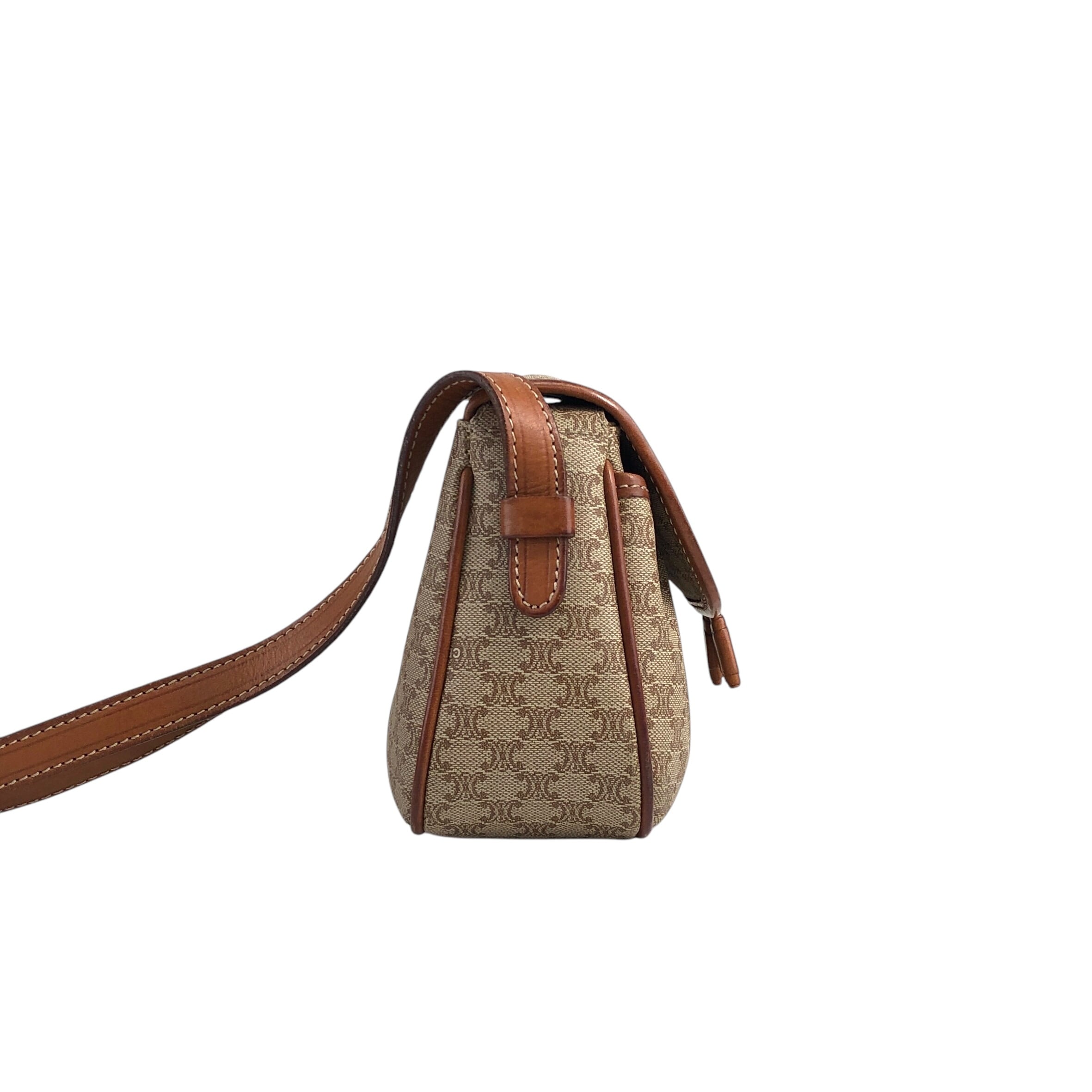 CELINE セリーヌ マカダム ショルダーバッグ ベージュ ブラゾン型押し