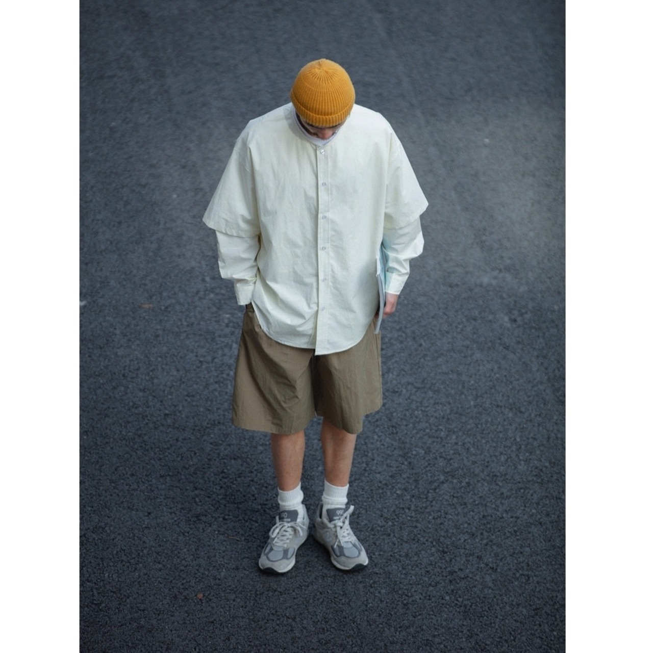 Band collar long sleeve shirt 0229 - 13