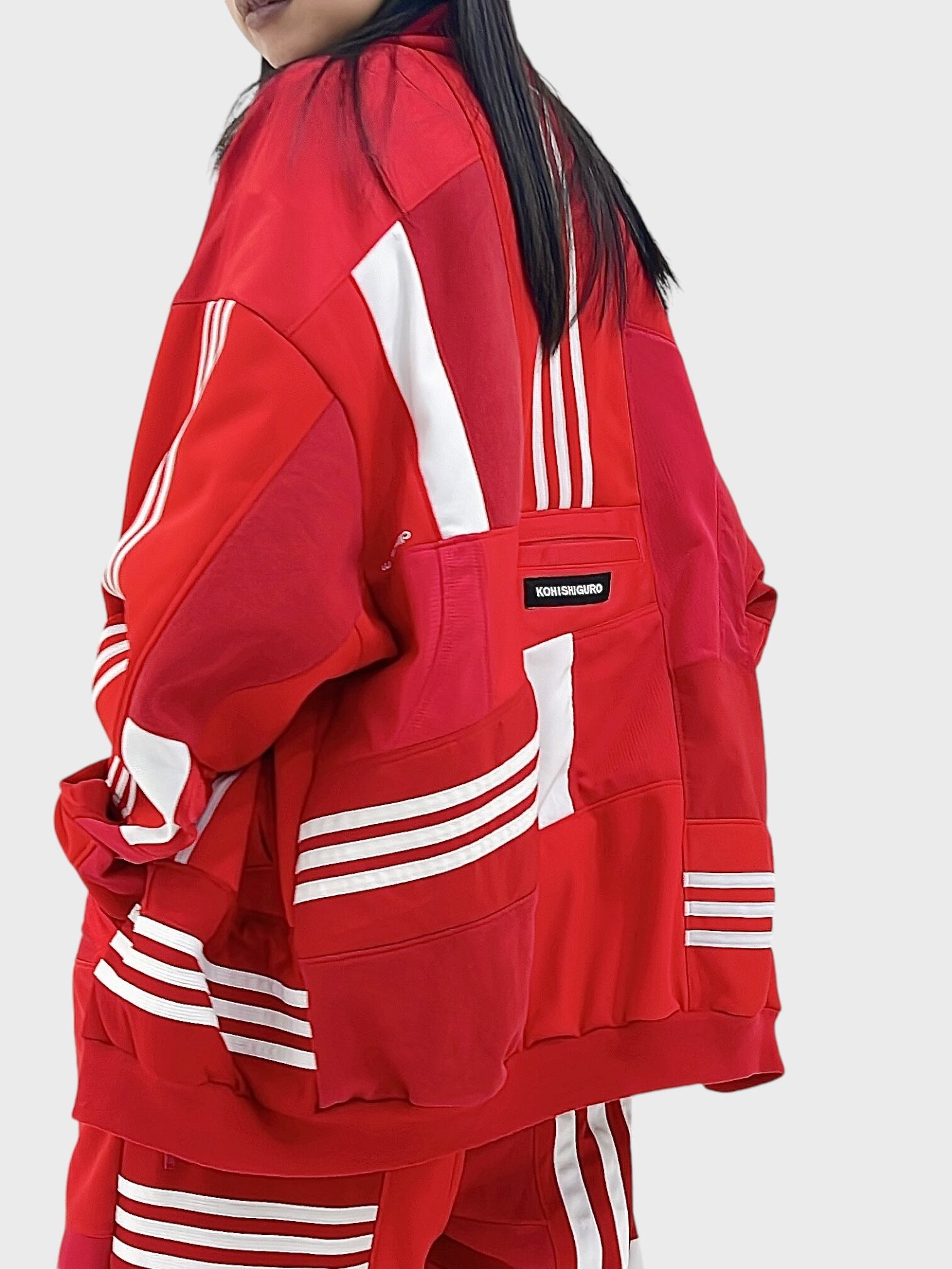 KOH ISHIGURO Upcycled Crazy Patchwork Track Jaket -RED- Woman