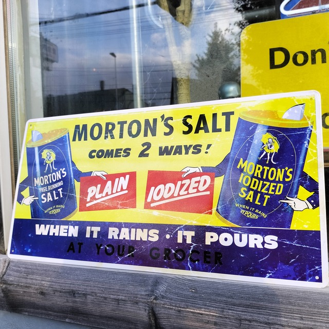 ブリキ看板◆Morton's salt◆アメリカン　サイン　ヴィンテージ風　