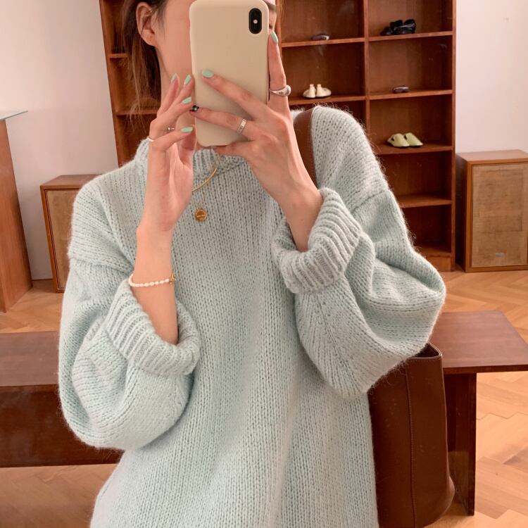 グリーンプルオーバー ニットセーター オータムジャケット ロング 秋物 モンロー41158216640