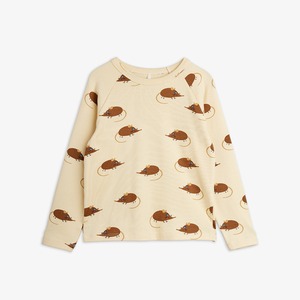 【26AW】minirodini( ミニロディーニ )Elephant shrew aop ls tee beige(80-86/92-98/104-110/116-122)長袖Tシャツ ねずみ