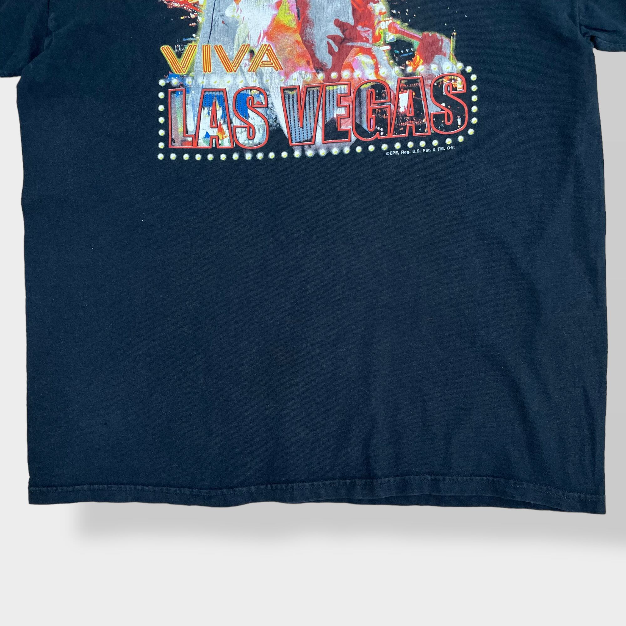 Elvis Presley】プリント Tシャツ LAS VEGAS ラスベガス ロゴ 半袖 黒