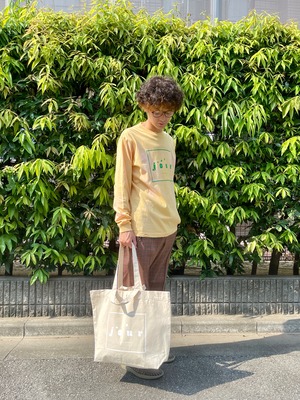 80's style "vintage rose" Long sleeve shirt -real vintage#2- Pink × Gold yellow 製品染 L size