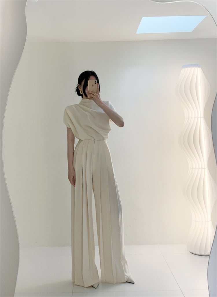 スラックス ボトムス ハイウエスト ホワイト エレガント ロングパンツ