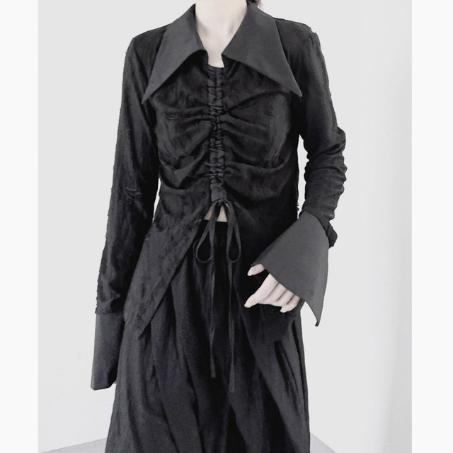 Draped design front drawstring blouse C0881