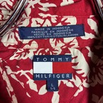 90s TOMMY HILFIGER コットンアロハ　赤白