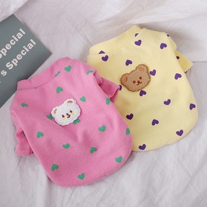 【PET】2色展開クマロゴ入りハート柄Tシャツ