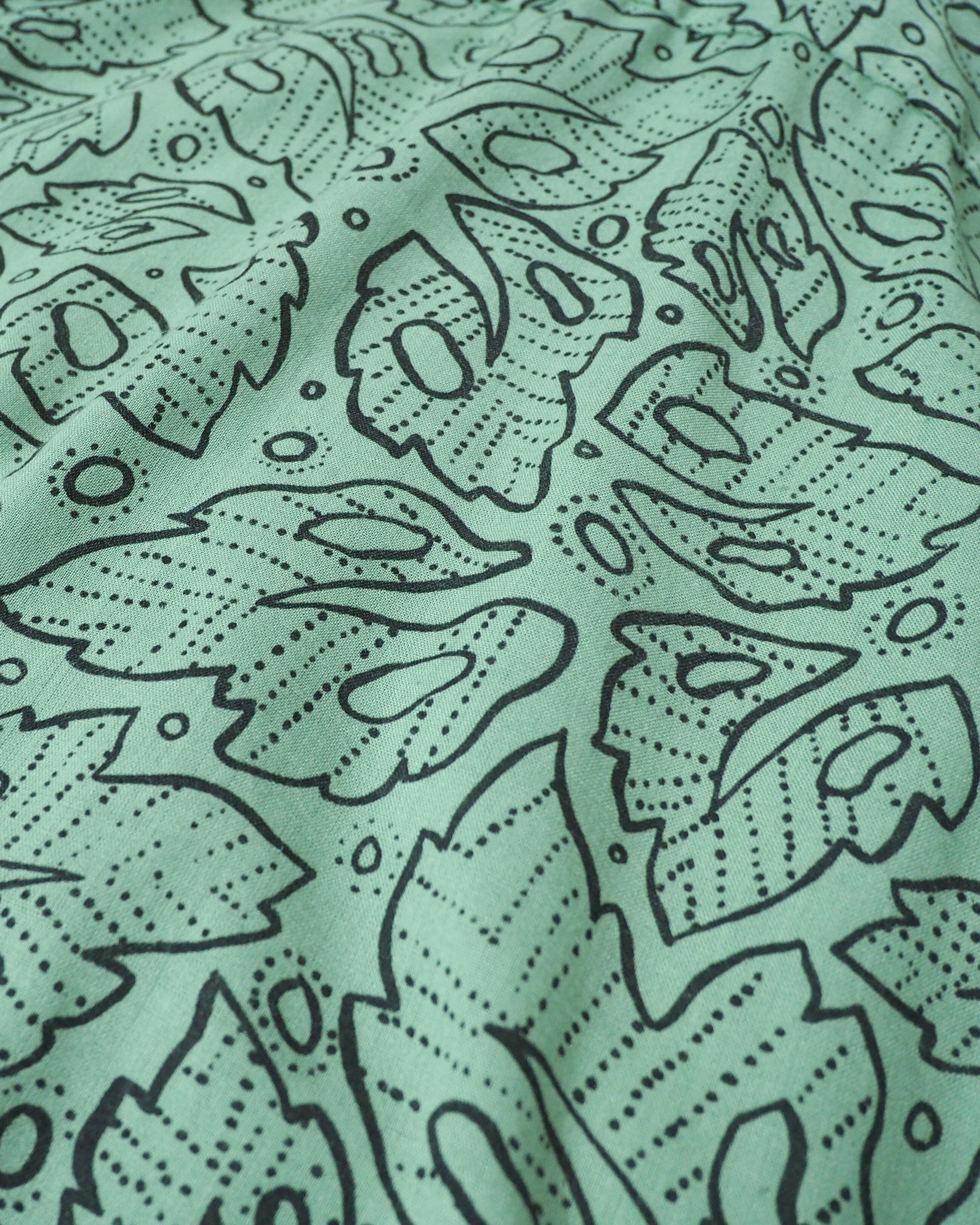 1990s Mint green Leaf pattern vintage Drape loose shirt