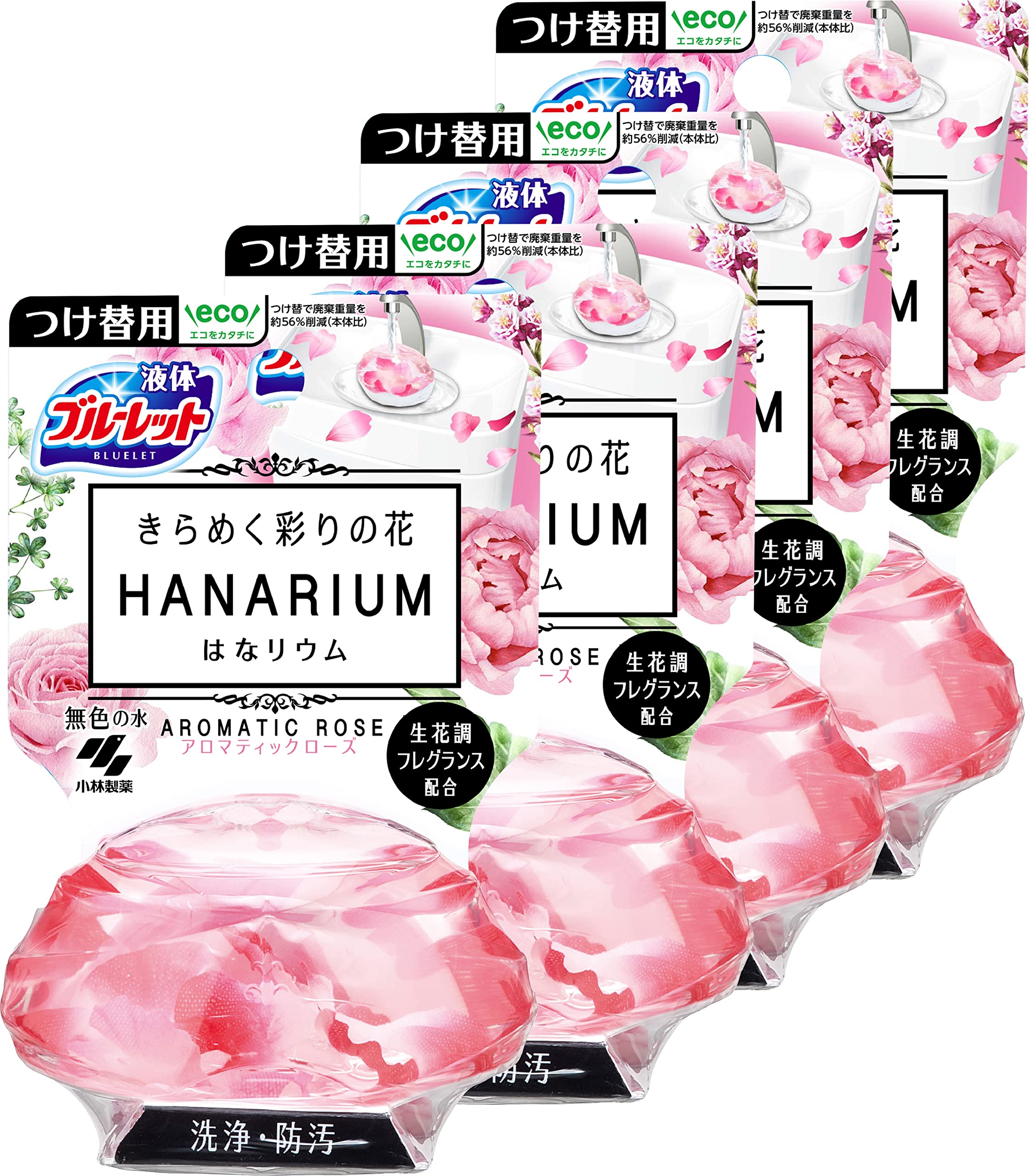 【努力特価】ブルーレット 液体おくだけ きらめく彩りの花 はなリウム トイレタンク芳香洗浄剤 アロマティックローズの香り 詰め替え用 70ml×4個