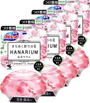 【努力特価】ブルーレット 液体おくだけ きらめく彩りの花 はなリウム トイレタンク芳香洗浄剤 アロマティックローズの香り 詰め替え用 70ml×4個