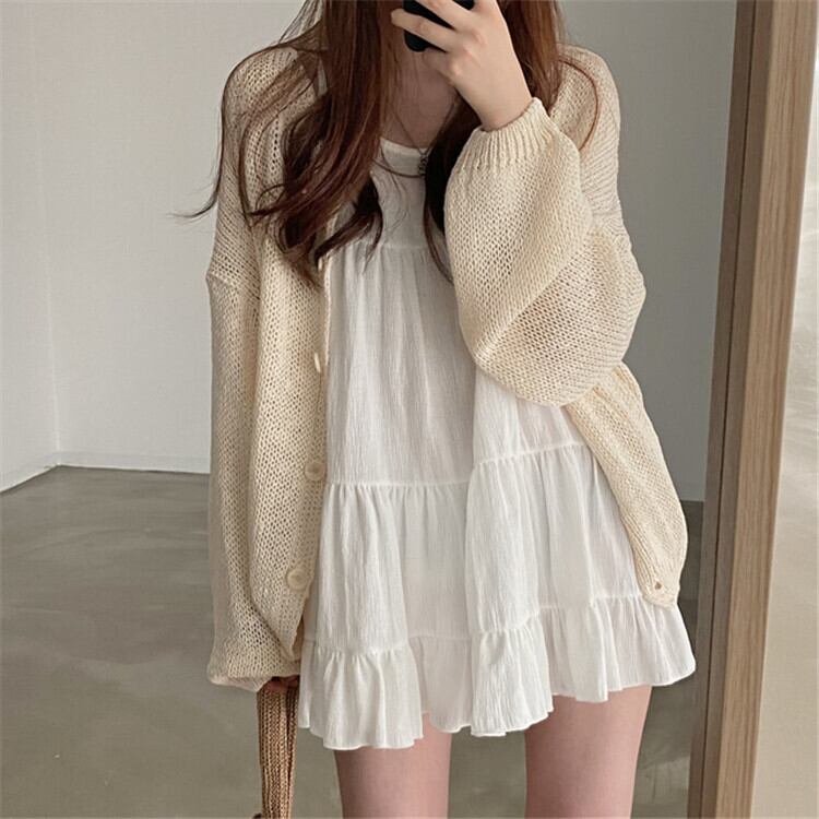 スカート ノースリーブドレス スプリングオータムAラインショート薄手 春物 秋物 萌量不足43445228795