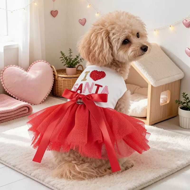 I♡サンタワンピース 犬服 01366