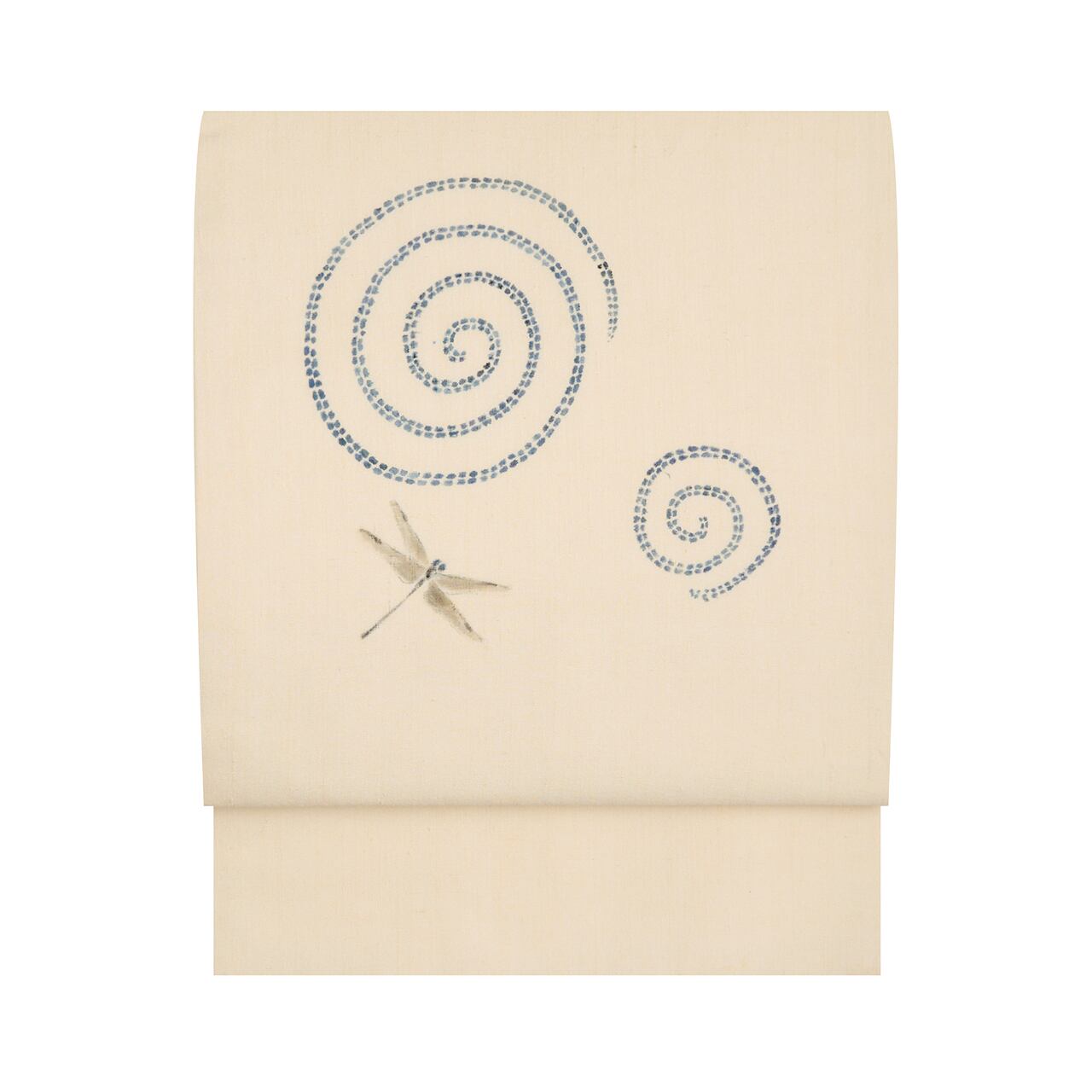 ぐるぐる渦巻にトンボの模様 結城紬 夏名古屋帯【未着用品】 | かわの屋