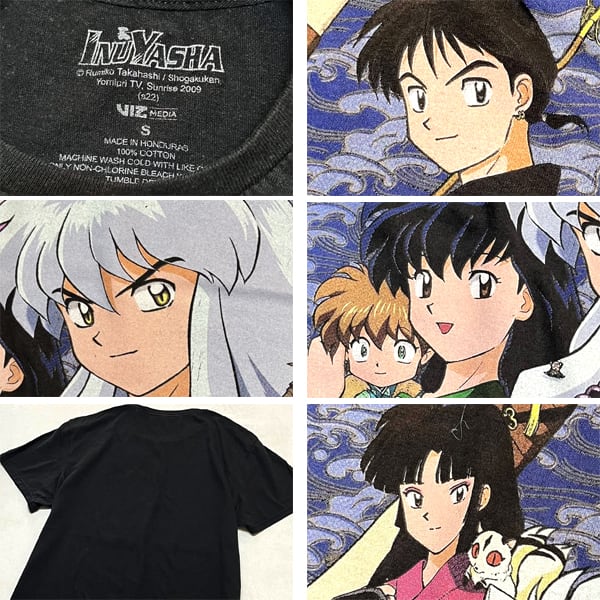 1点物◇犬夜叉Inu Yasha黒アニメプリントTシャツ古着メンズSM