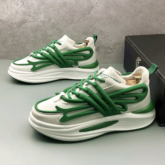 【予約販売】スニーカー 厚底 ダッド メンズ アグリースニーカー 靴 グリーン/オレンジ/ブラック スポーティー お洒落 カジュアル ストリート 24cm/24.5cm/25cm/25.5cm/26cm/26.5cm