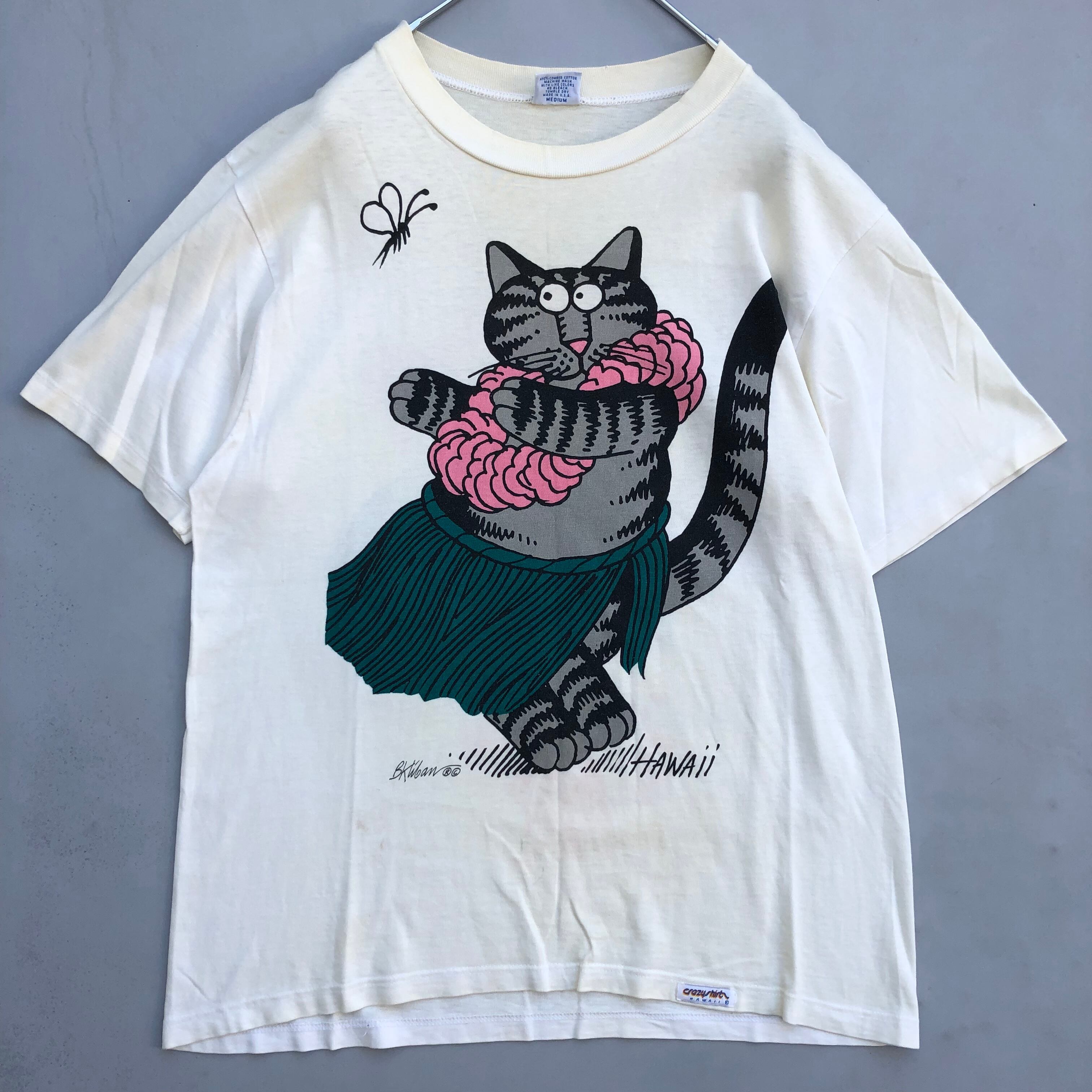 希少クリバンキャットCRAZY SHIRTS猫ビッグプリント両面プリント90s