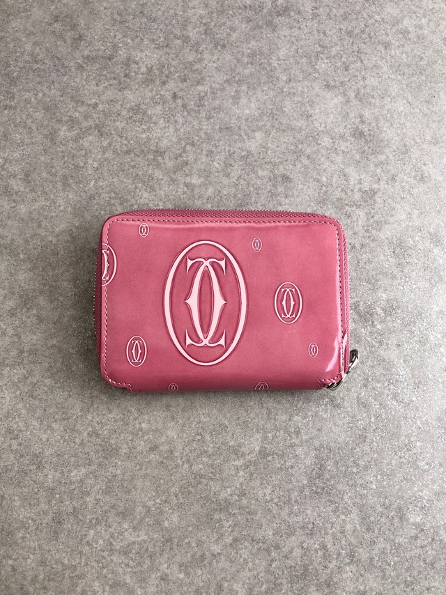 Cartier カルティエ ハッピーバースデー 財布 ピンク エナメルレザー 二つ折り財布 vintage ヴィンテージ オールド akkt2f