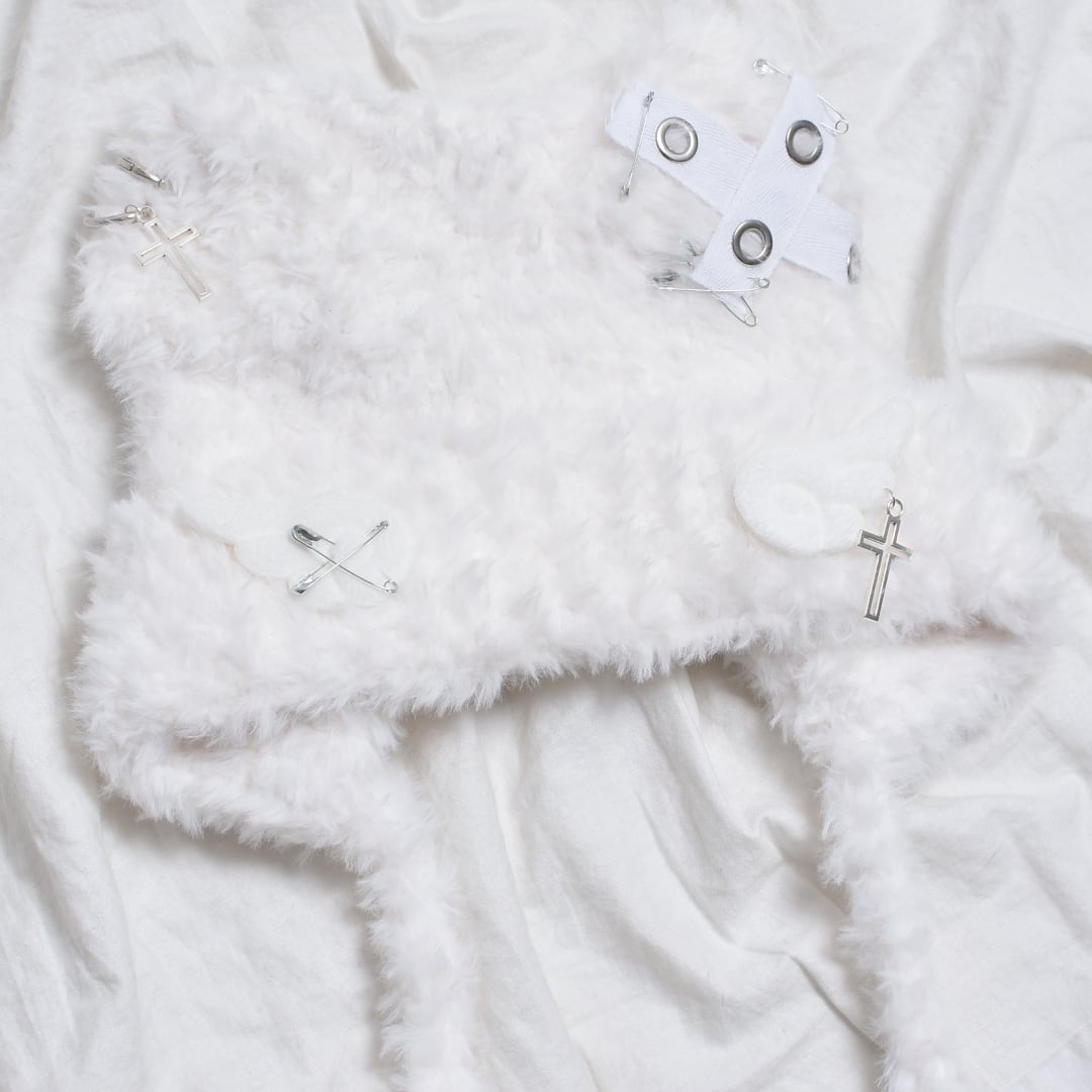 【12/16新着】ネコ耳ANGEL+PINファーニット帽(WHITE)