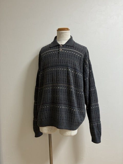 1980~90's Knitting Pattern Polo Collar Sweater