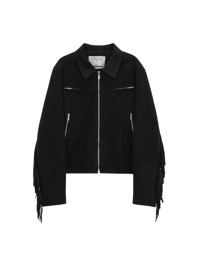 [Matin Kim] FRINGE SUEDE JACKET FOR WOMEN IN BLACK 正規品 韓国ブランド 韓国ファッション 韓国代行 マーティンキム matinkim