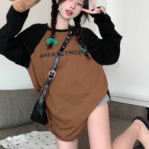 【韓国通販 dgo】3colors バイカラー英レタープリントTシャツ ブラウン/ブルー/ホワイト(W2768）