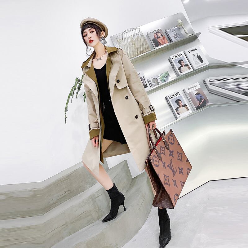 秋200キャティーズラペルコートレディースファットシスターカバーベリールーズラージサイズ長袖ウインドブレーカージャケットエインスタイル ミックスインファッション68635861149