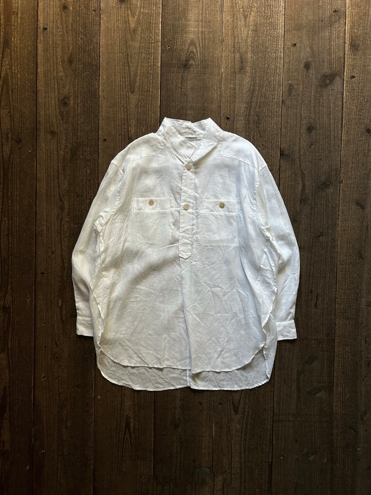 ANSNAM 牛飼いシャツ プルオーバー white | TALE COCOON