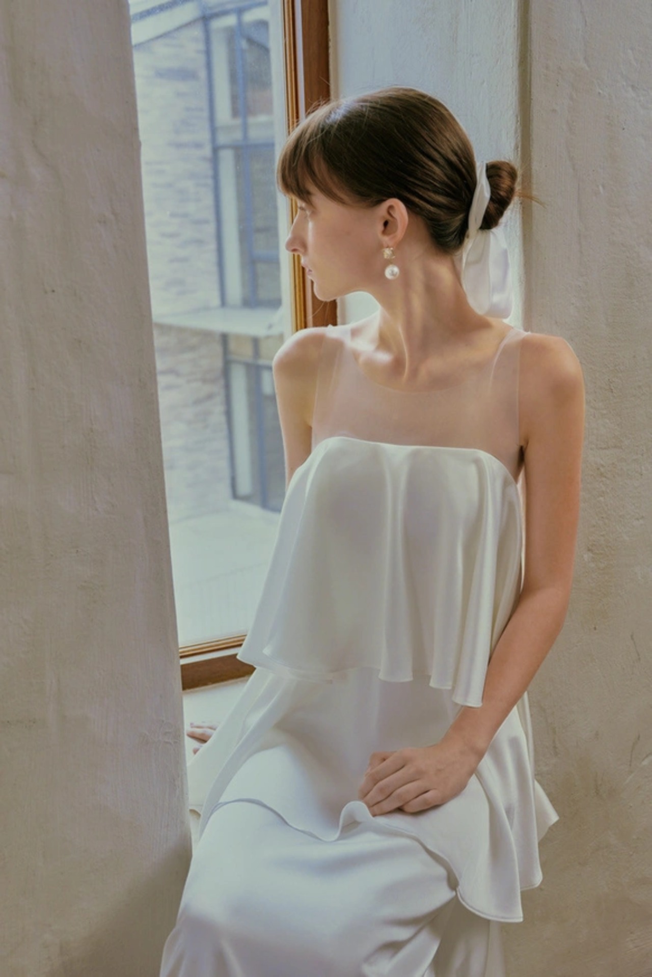 レトロ ウエディングドレス ティアード 二次会 前撮り 後撮り  